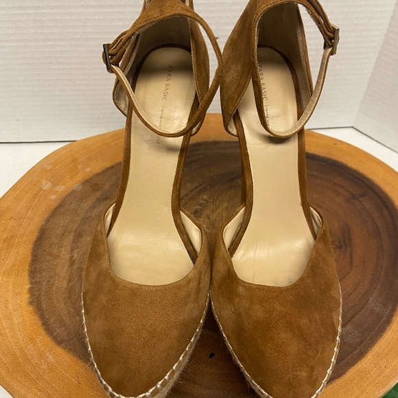 Zara Soft Suede Espadrilles platform Ankle Strap Heels - Picture 3 of 13